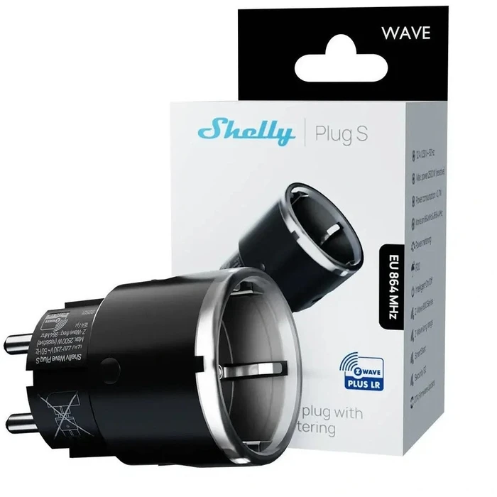 Smart Μονόπριζο Shelly Wave Plug S - Z-Wave 800 Black
