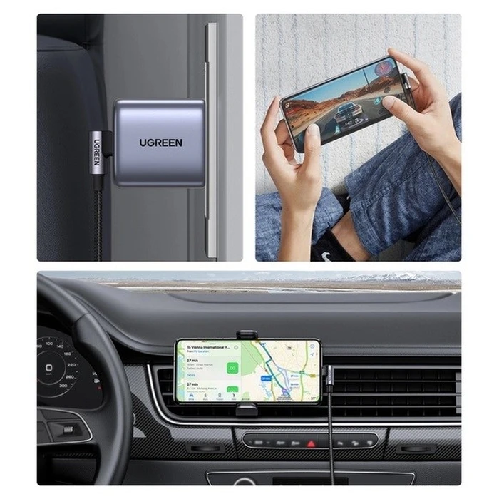 Καλώδιο USB Ugreen USB-C (straight) / USB-C (angled) PD QC 60W 3A 0.5m US255 (grey)