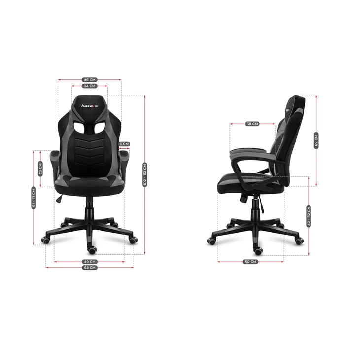 Καρέκλα Gaming Huzaro FORCE 2.5 GREY Mesh Mesh seat Black, Grey