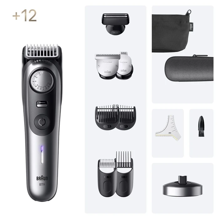 Κουρευτική Μηχανή Braun 9 BT9560 beard trimmer Battery 52 2cm Wet & Dry Black, Silver