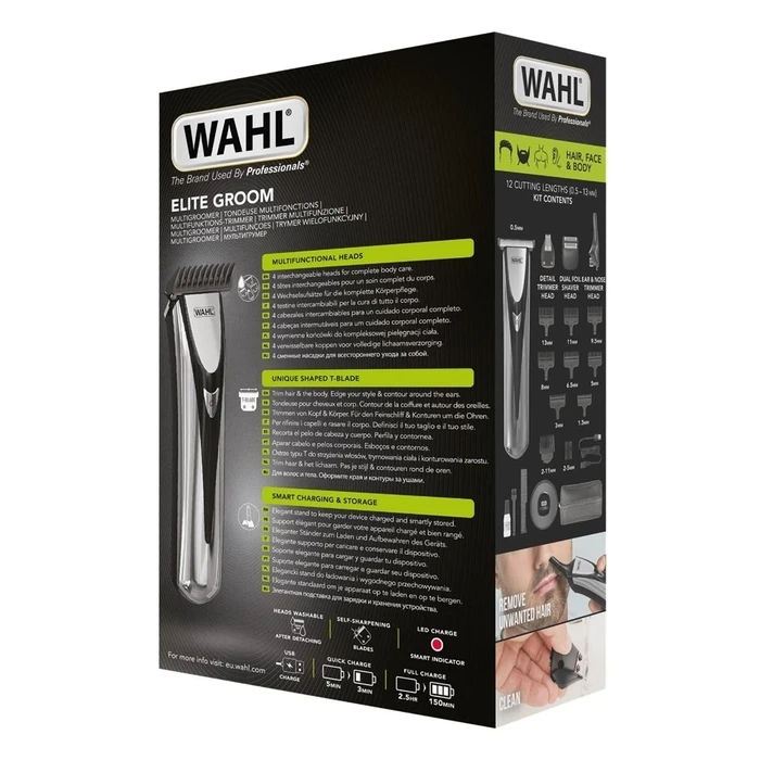 Κουρευτική Μηχανή Wahl Elite Groom Black, Silver Lithium-Ion (Li-Ion)