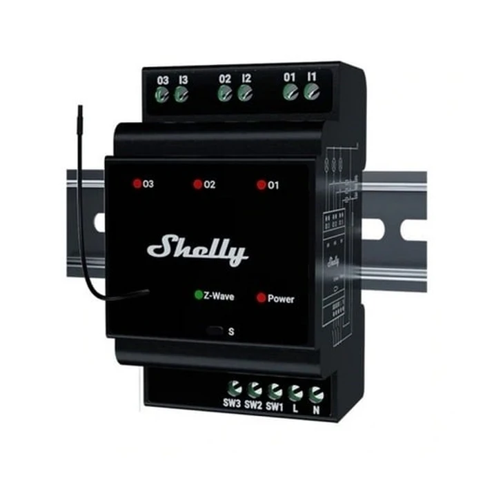 Ρελέ Ράγας Shelly Qubino Wave Pro 3 3-channel Din Z-wave Bus Relay