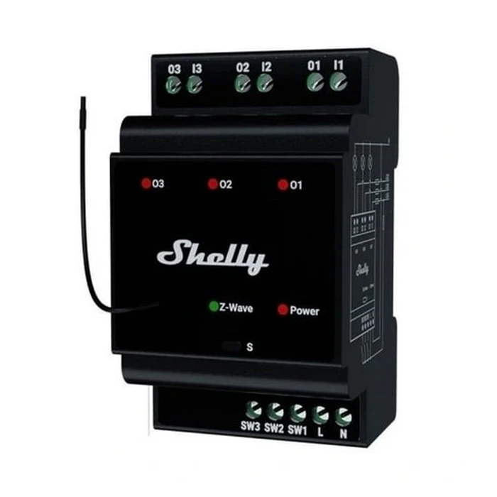 Ρελέ Ράγας Shelly Qubino Wave Pro 3 3-channel Din Z-wave Bus Relay