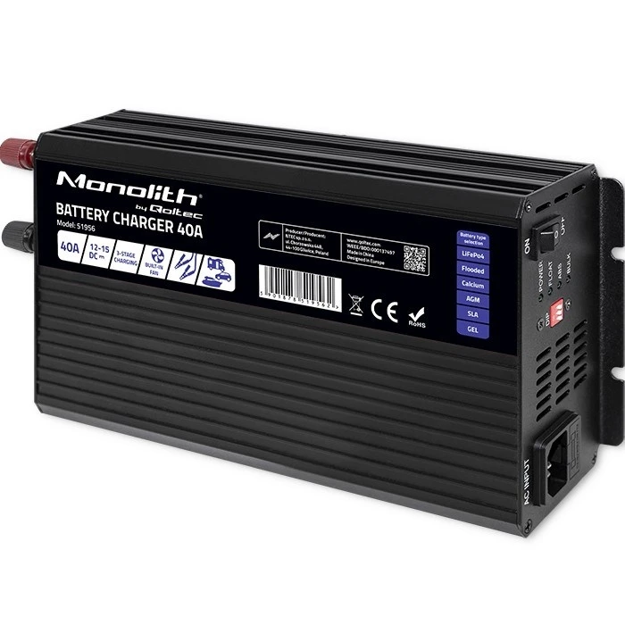 Φορτιστής Μπαταρίας Αυτοκινήτου Qoltec Monolith for LiFePO4 AGM GEL SLA / 40A / 12V