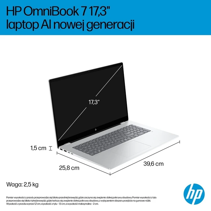 Laptop HP 17.3" OmniBook 7 Next Gen AI 17-DC0073CL Copilot+ Intel Core Ultra 7 258V touchscreen 32GB LPDDR5x-SDRAM 1TB SSD NVIDIA GeForce RTX 4050 Wi-Fi 6E (802.11ax) WIN11Home Silver (US Keyboard) (B93R4UA)