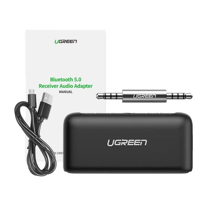 Bluetooth Car Kit Ugreen CM276 Bluetooth 5.0 Audio Receiver AUX Jack Black