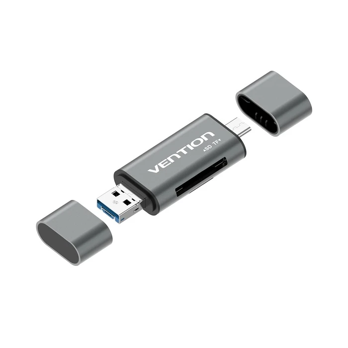 Card Reader Vention USB3.0 Multi-function Card Reader Gray Metal Type