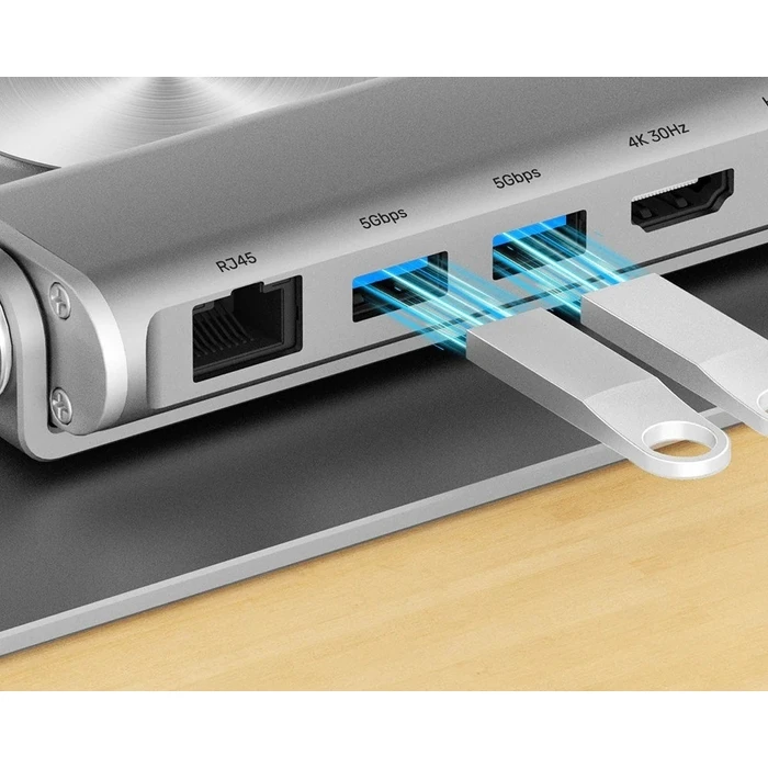 Docking Station Adjustable laptop stand + USB-C HDMI hub Unitek D1109B01 PD 100W