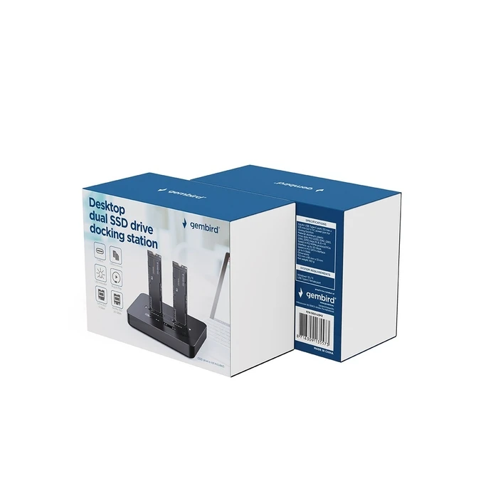 Docking Station Σκληρών Δίσκων Gembird DD2-U3M2 dual USB Type-C M.2 NVME (and SATA) SSD, Black