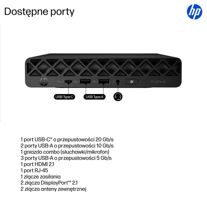 Mini PC HP ProDesk 4 G1i AI Intel Core Ultra 7 265T 16GB DDR5-SDRAM 1TB SSD Windows 11 Pro Mini Black