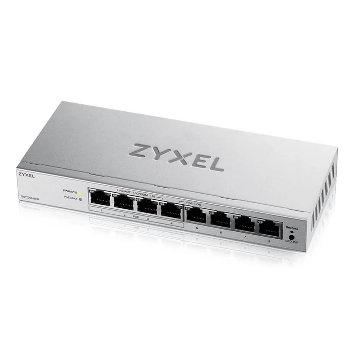 Network Switch Zyxel GS1200-8HPV3 Managed L2 Gigabit Ethernet (10/100/1000) (PoE) Desktop Grey