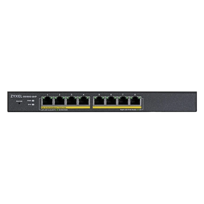 Network Switch Zyxel GS1900-8HP v3 PoE Managed L2 Gigabit Ethernet (10/100/1000) (PoE) Black