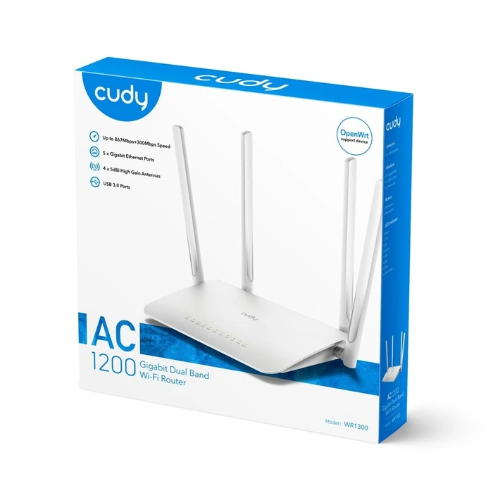 Router Cudy WR1300 wireless Gigabit Ethernet Dual-band (2.4 GHz / 5 GHz) White