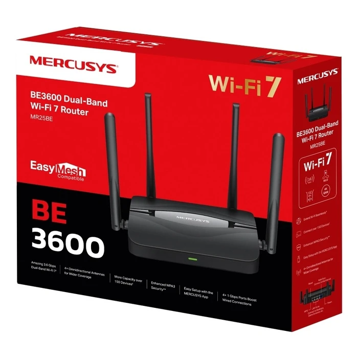 Router Mercusys MR25BE wireless Gigabit Ethernet Dual-band (2.4 GHz / 5 GHz) Black