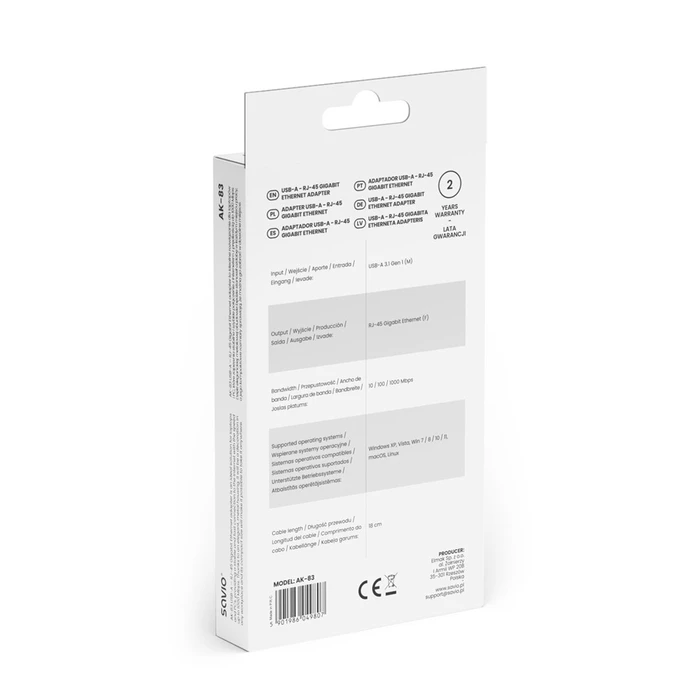USB Αντάπτορας Δικτύου Savio AK-83 interface cards/adapter RJ-45