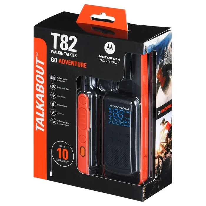 Walkie-Talkie Motorola T82 Twin Pack two-way radio 16 channels Black,Orange