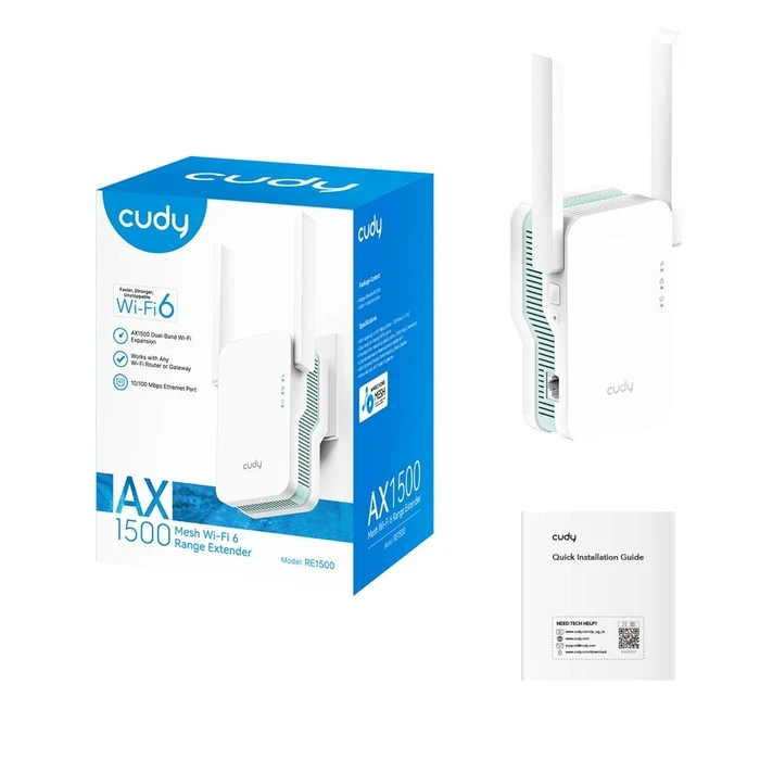 WiFi Extender Cudy RE1500 Mesh Wi-Fi 6 Signal Booster