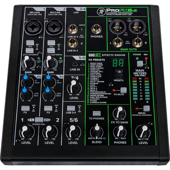 Αναλογική Κονσόλα Mackie ProFX6v3 - 6-channel analogue mixer with USB interface, Black