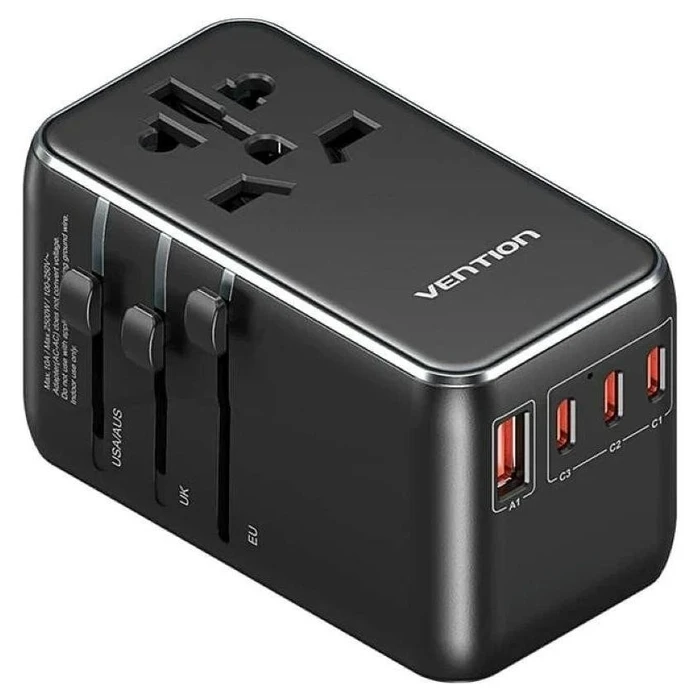 Αντάπτορας Πρίζας with Vention 100W charger 1xUSB-A 3xUSB-C