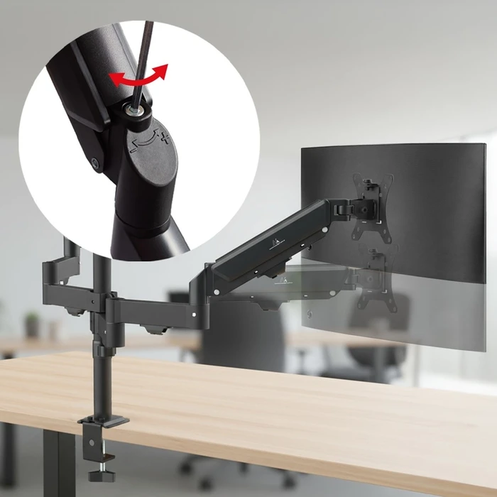 Βάση Monitor Maclean 3 x mount, gas spring, 17"-27", 2-8kg, Black, MC-137