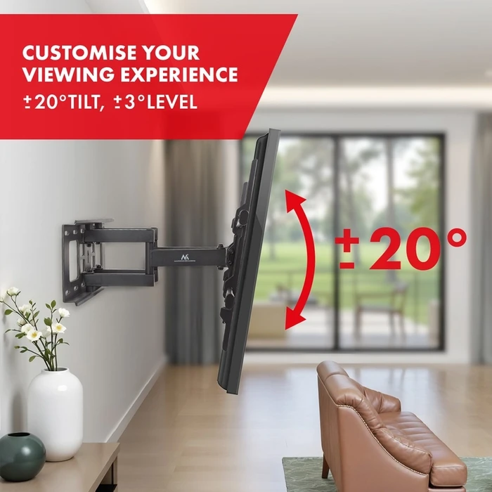 Βάση Τηλεόρασης Maclean, max VESA 600x400, 32-85", 60kg, horizontal and vertical, profile 65-390mm, Black, MC-789