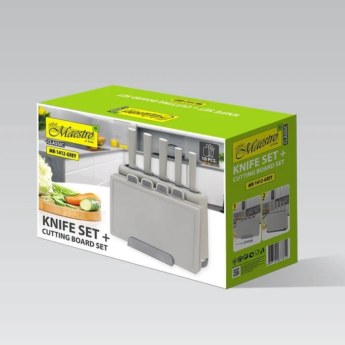Επιφάνεια Κοπής Maestro MR-1412-GREY Knife set with block + Cutting board set Gray