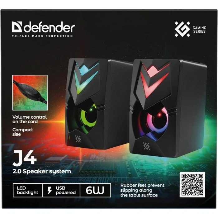 Ηχεία Υπολογιστή Speakers 2.0 Defender J4 2.0 6W LED USB Black