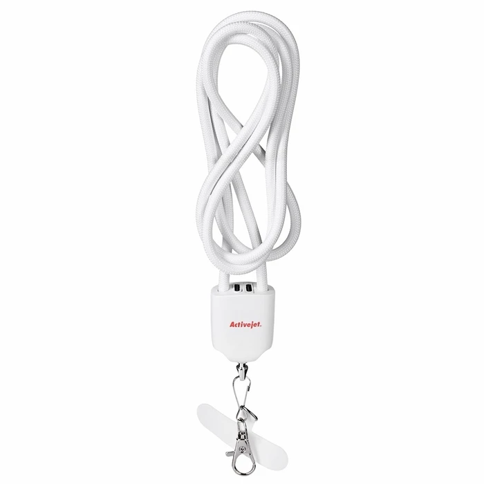 Καλώδιο Activejet lanyard with 3-in-1 charging White. Ends with various connectors: USB-C, Lightning adapter, USB-A