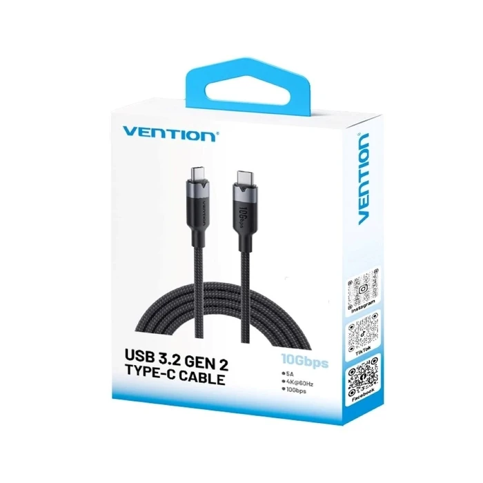 Καλώδιο Vention USB 3.2 5A 10Gbps 1m BK USB-C to C