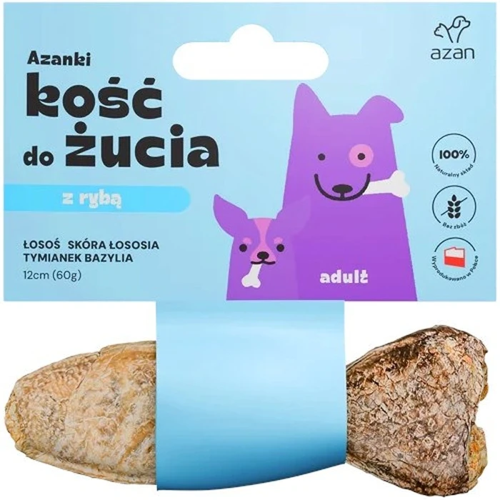 Λιχουδιές/Σνακ Σκύλων Azanki Bone with salmon in salmon skin with thyme and basil in fish shape - treat for dogs - 12 cm