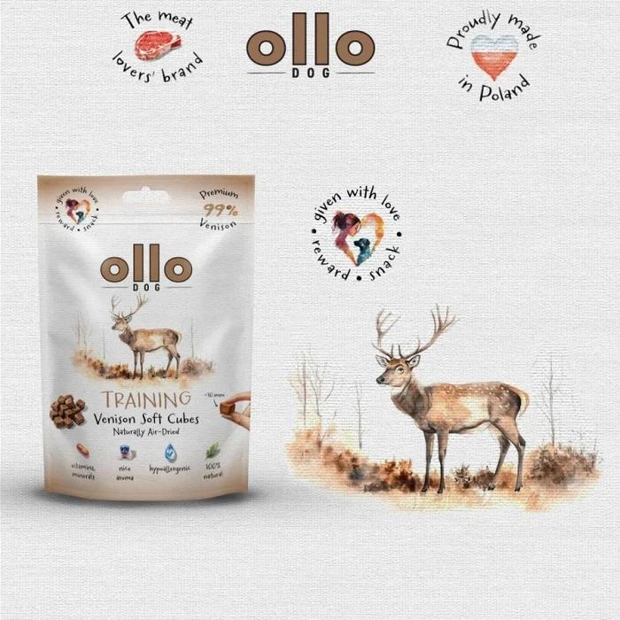 Λιχουδιές/Σνακ Σκύλων Ollo Air Dried Training Venison Cubes 80g