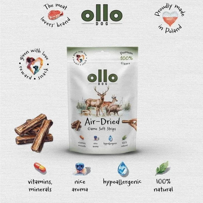 Λιχουδιές/Σνακ Σκύλων Ollo Air-Dried Game strips 80g
