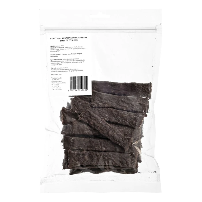 Λιχουδιές/Σνακ Σκύλων Petitto Dried meat strips Game 400g