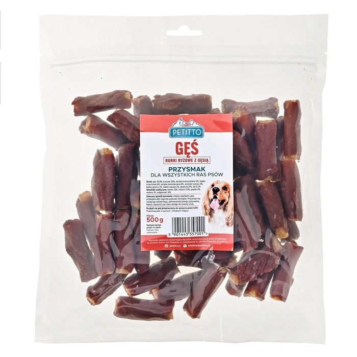 Λιχουδιές/Σνακ Σκύλων Petitto Rice sticks with goose 500g