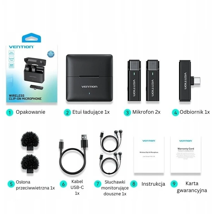 Μικρόφωνα Set of 2 Vention USB-C microphones + charging case