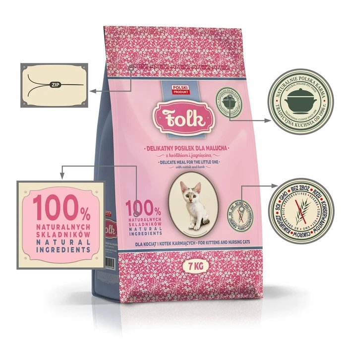 Ξηρά Τροφή Γάτας Folk Gentle meal for kittens with rabbit and lamb 7kg