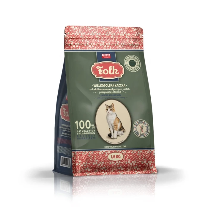 Ξηρά Τροφή Γάτας Folk Greater Poland duck with Apples, quail and herring 1,6kg