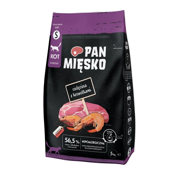 Ξηρά Τροφή Γάτας Pan Miesko Veal with Shrimps Small 5 kg