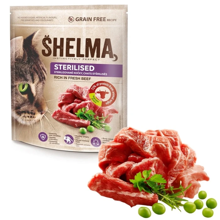 Ξηρά Τροφή Γάτας Shelma Sterilised Rich in beef 750g