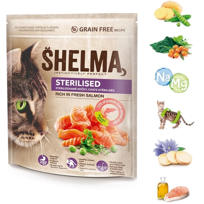 Ξηρά Τροφή Γάτας Shelma Sterilised Rich in salmon 750g