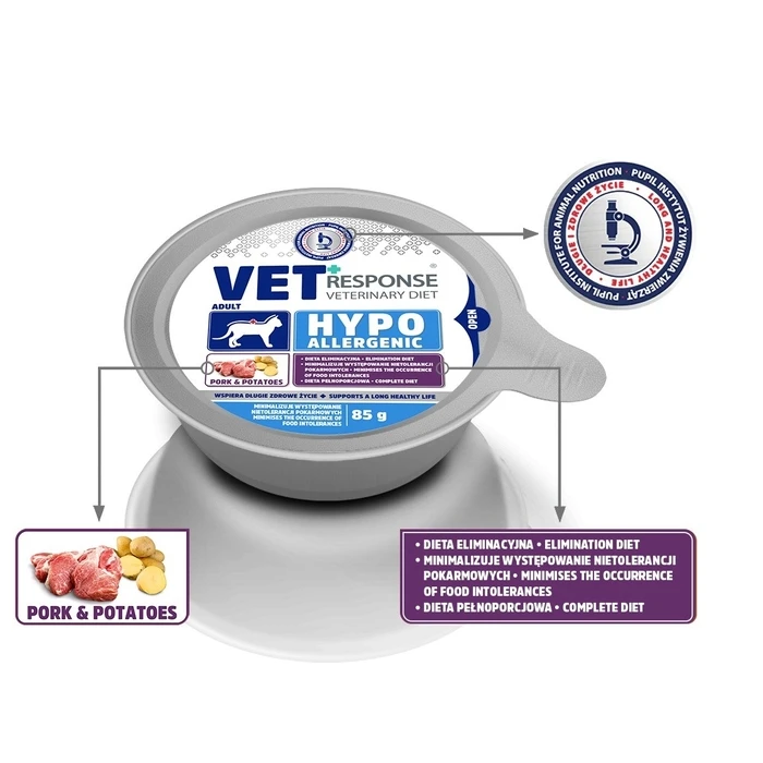 Ξηρά Τροφή Γάτας Vet Response Hypoallergenic Pork 85g