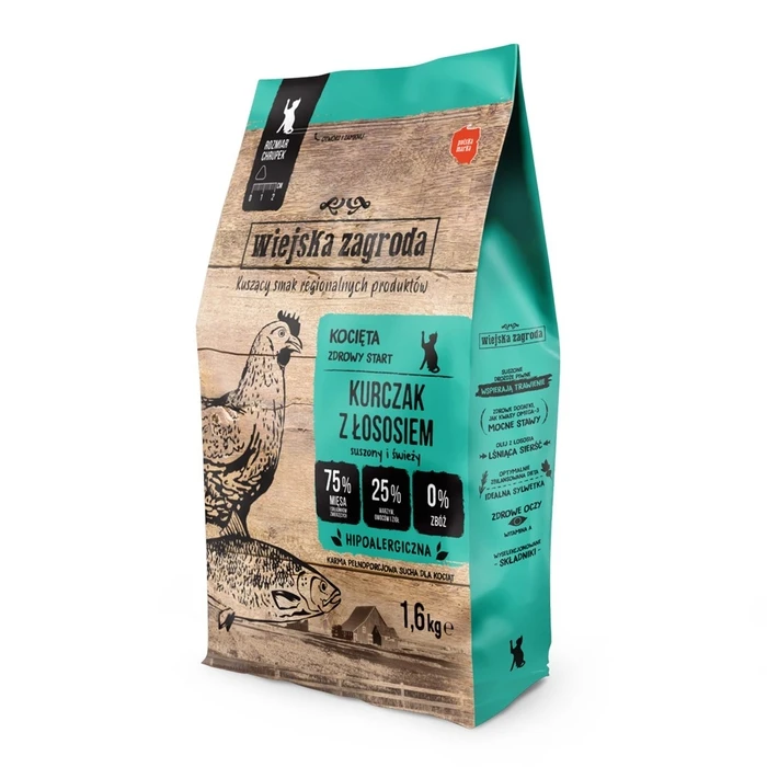 Ξηρά Τροφή Γάτας Wiejska Zagroda Chicken with salmon for kittens 1,6kg