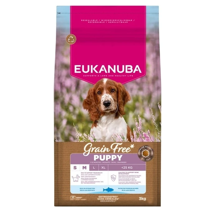 Ξηρά Τροφή Σκύλων Eukanuba Grain Free Puppy Small/Medium Ocean Fish 3kg