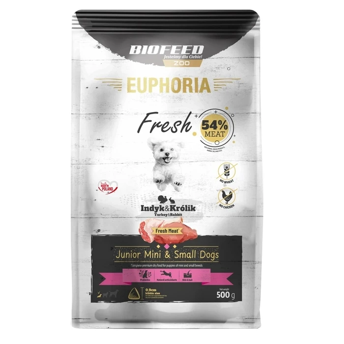 Ξηρά Τροφή Σκύλων EUPHORIA Fresh Junior Turkey with rabbit XS/S 500g