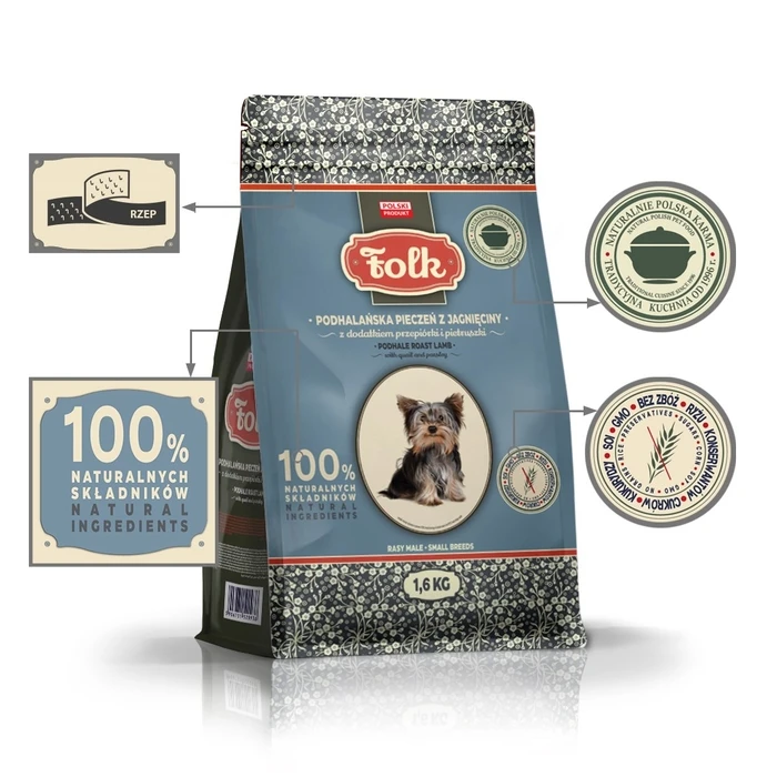 Ξηρά Τροφή Σκύλων Folk Small breeds Podhale-style lamb roast with quail and parsley 1,6kg