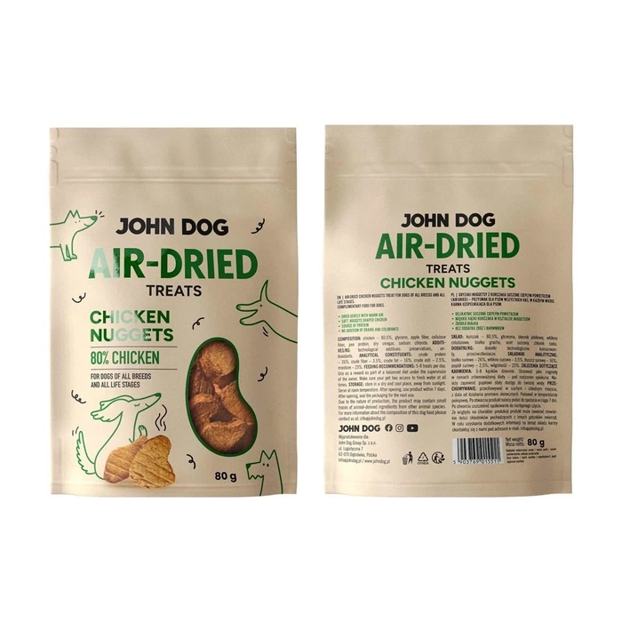 Ξηρά Τροφή Σκύλων John Dog Air-Dried Chicken nuggets 80g