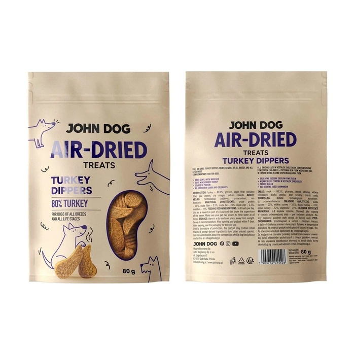 Ξηρά Τροφή Σκύλων John Dog Air-Dried Turkey dippers 80g