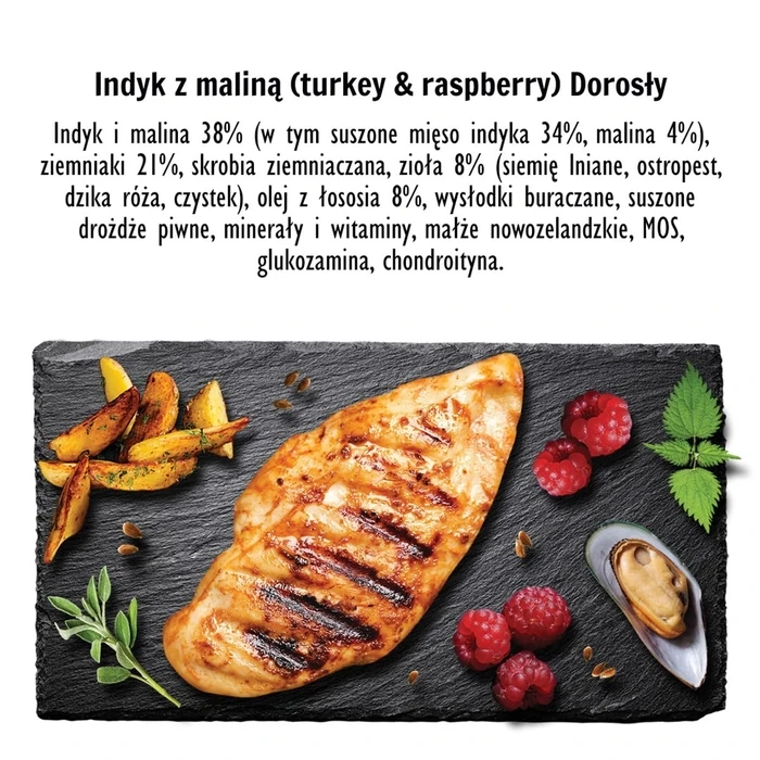 Ξηρά Τροφή Σκύλων Paka Zwierzaka Turkey with raspberry M 9kg