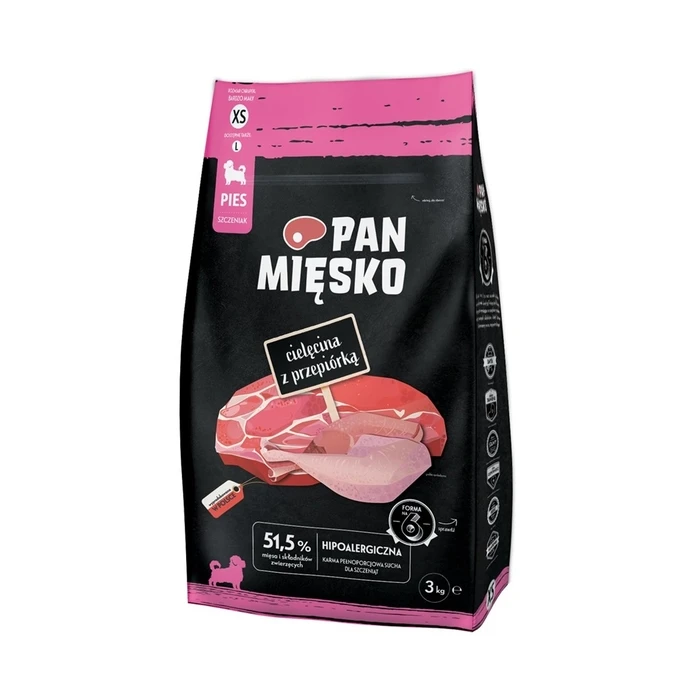 Ξηρά Τροφή Σκύλων Pan Miesko Veal with quail XS (puppy) 3kg
