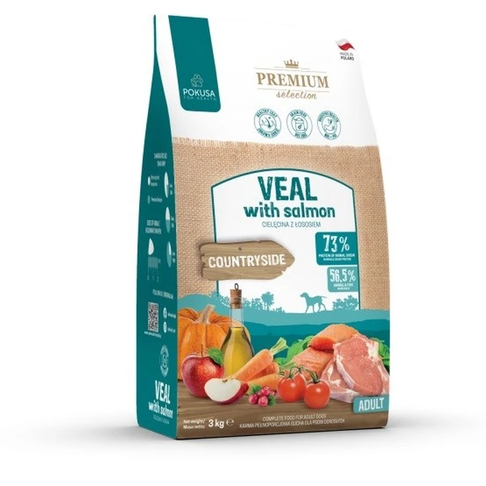 Ξηρά Τροφή Σκύλων Pokusa Premium Selection Veal with salmon Adult 3kg